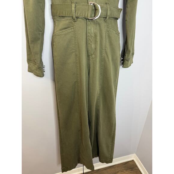 Paige Anessa Wide-Leg Utility Jumpsuit Wide Leg Vintage Brushed Olive Sz 0 - Picture 9 of 13